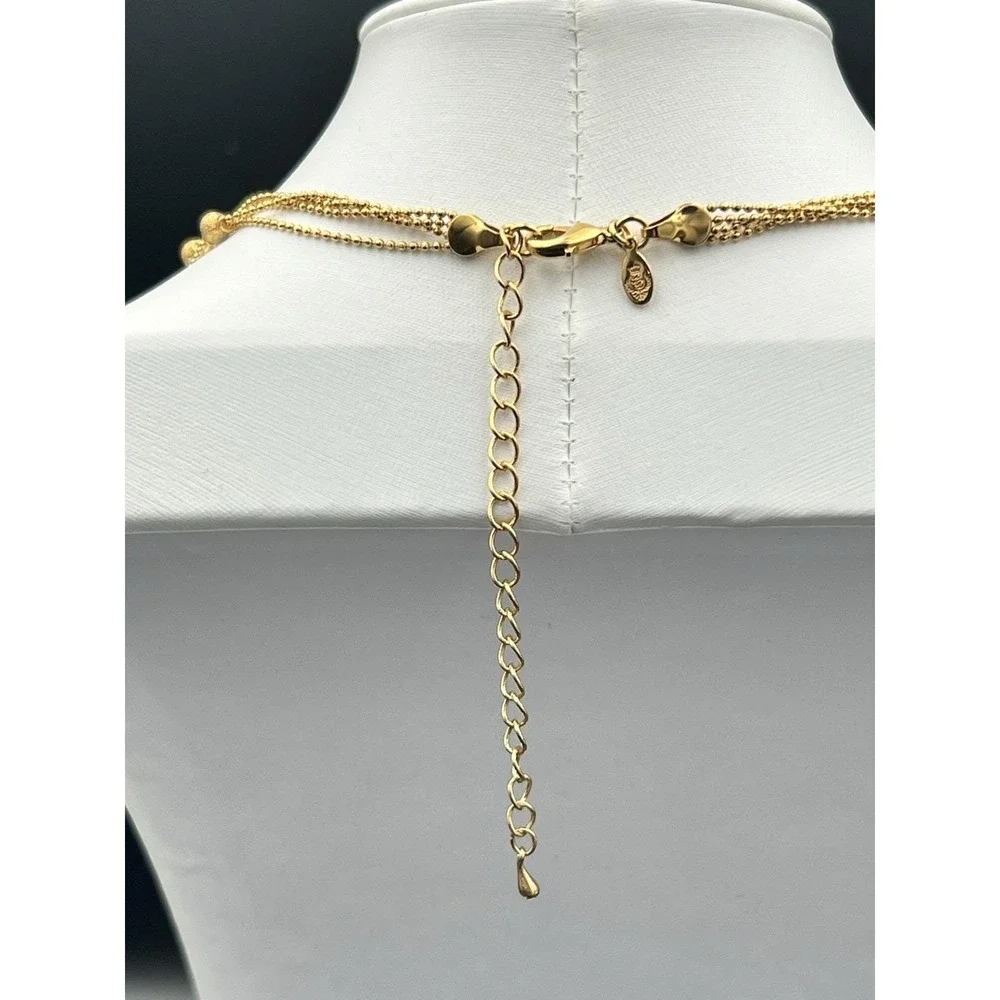 Premiere Designs Gold Tone Multi Strand Textured Bead Necklace Bracelet Set